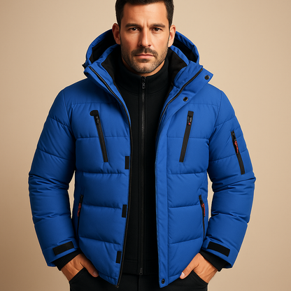 Men's Waterproof Winter Jacket Adjustable Hood - VibreMode