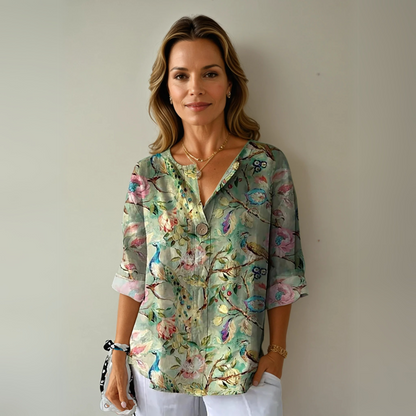 Women's V-Neck Blouse Loose Fit