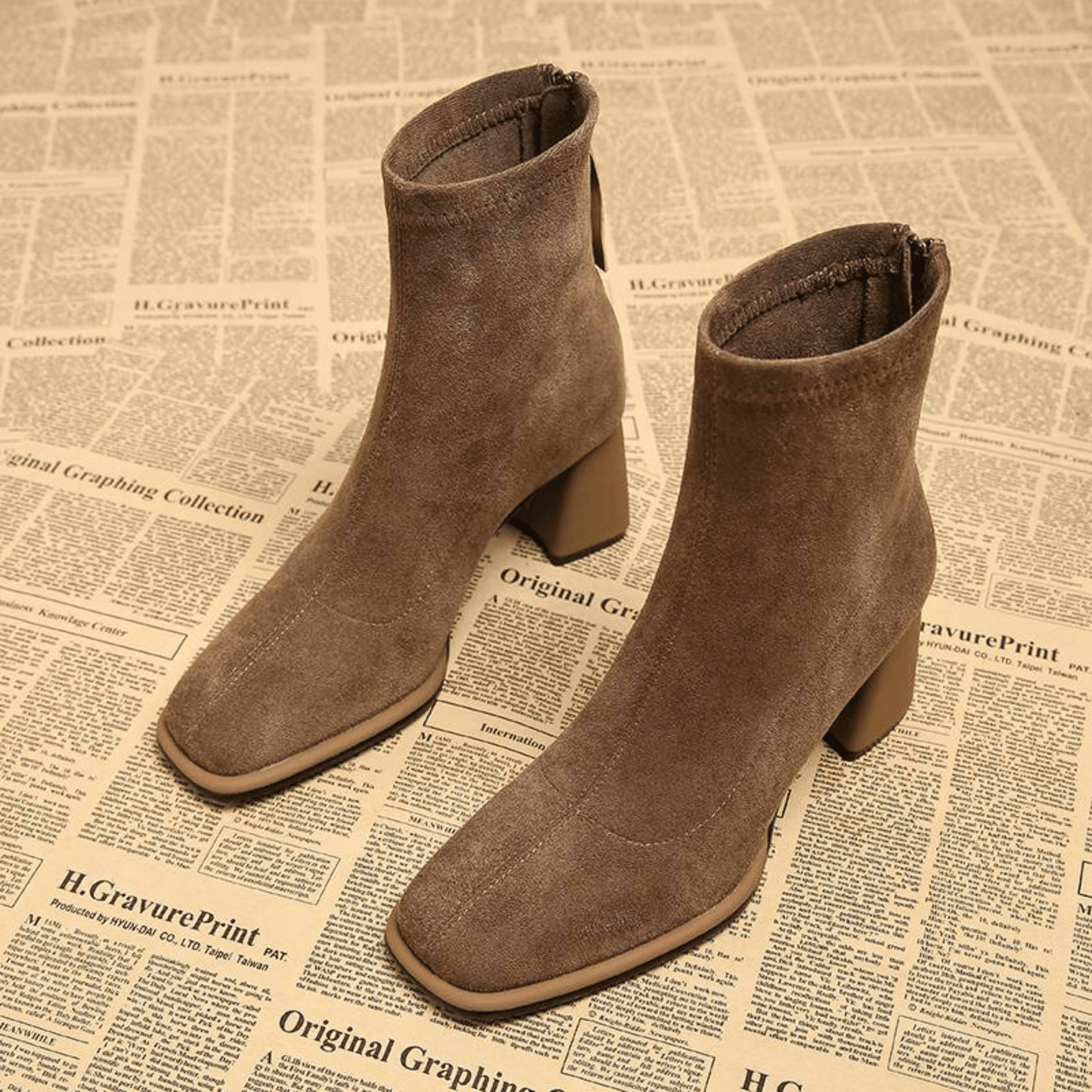 Women's Ankle Boots Rear Zipper Heel Style