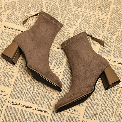 Women's Ankle Boots Rear Zipper Heel Style - VibreMode