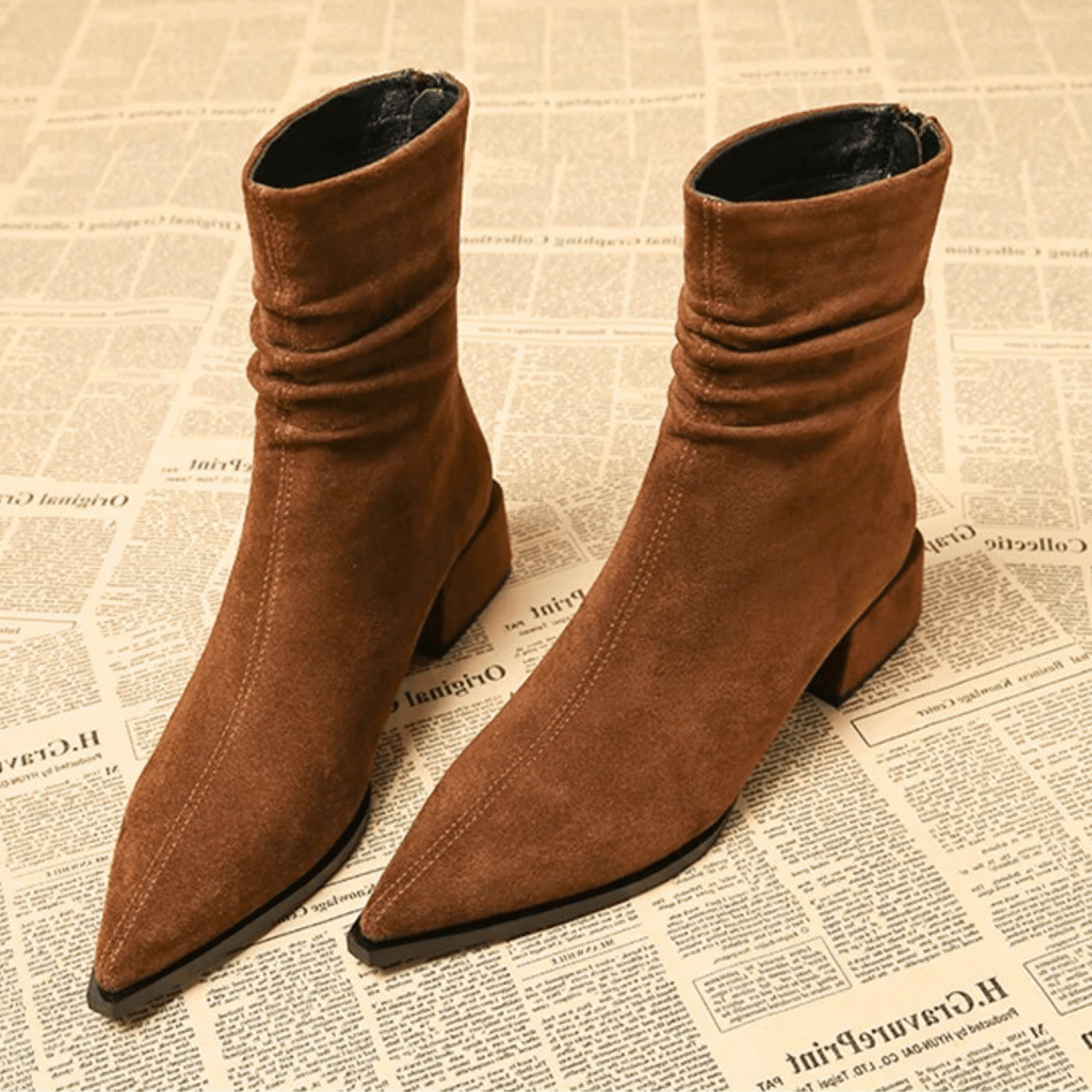 Women's Pointed Toe Block Heel Boots - VibreMode