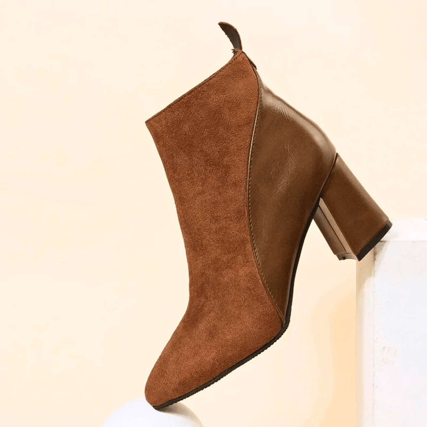 Women's Block Heel Boots Side Zipper