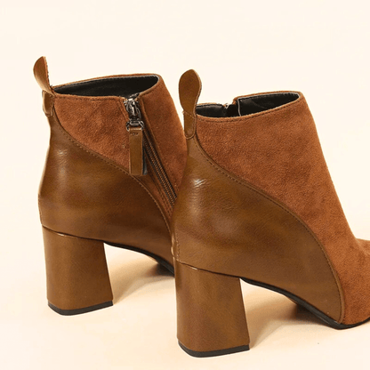 Women's Block Heel Boots Side Zipper