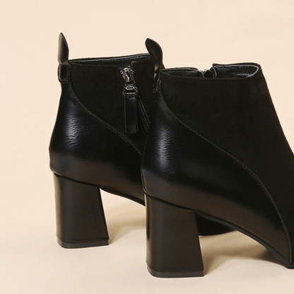 Women's Block Heel Boots Side Zipper