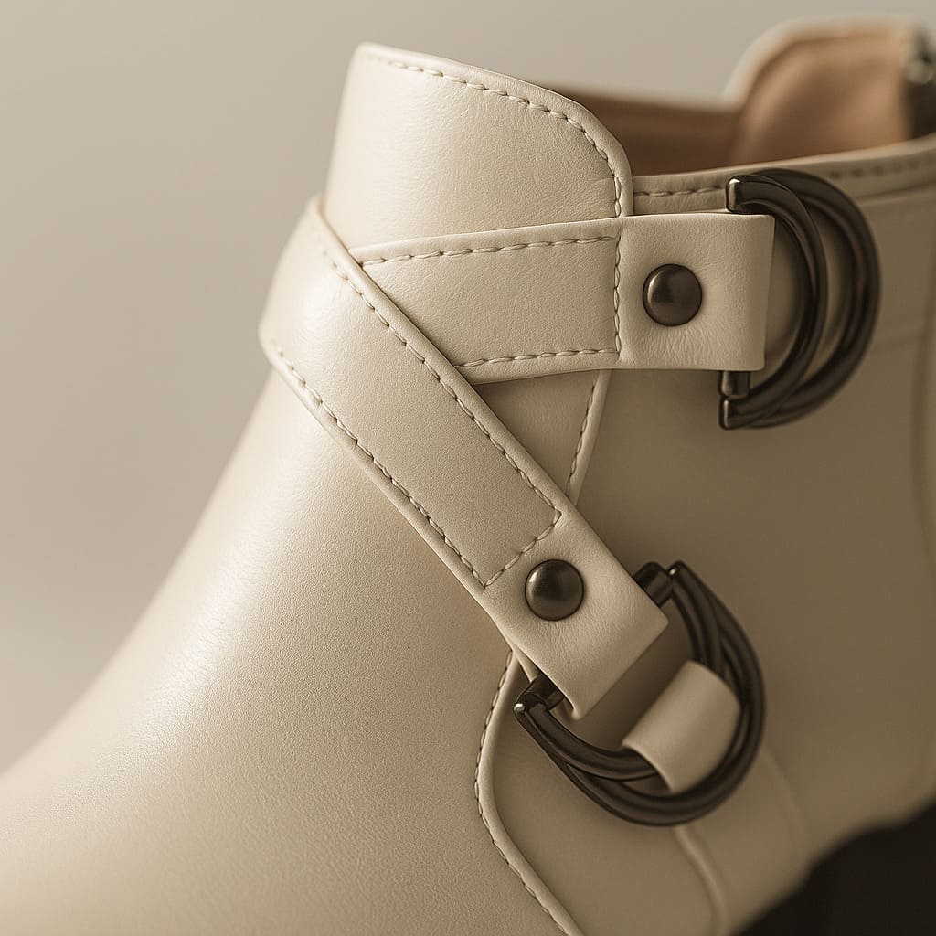 Ladies High Heel Ankle Boots with Buckle Detail