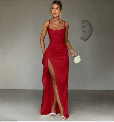 Image of Willow | Women's High Slit Spaghetti Strap Maxi Dress