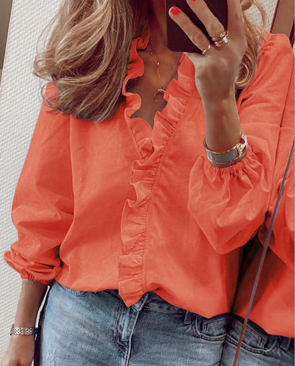 Chic Floral V-Neck Women's Blouse