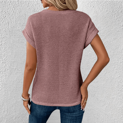 Image of Women's Twist Front Waffle Knit Blouse