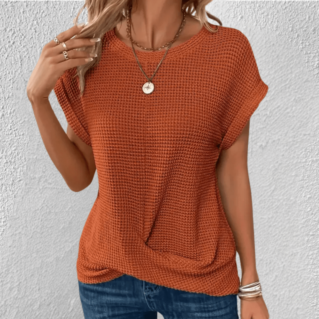 Image of Women's Twist Front Waffle Knit Blouse