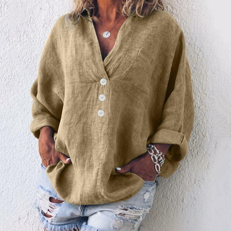 Image of Women's V-Neck Button-Down Blouse