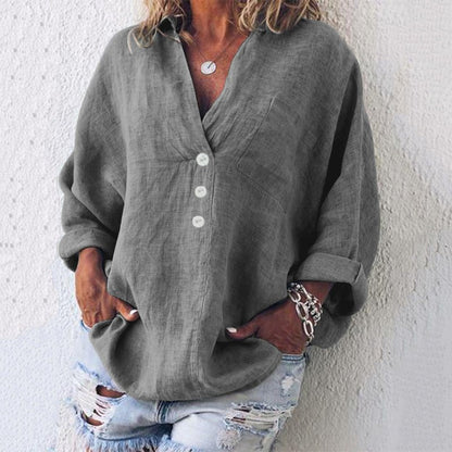 Image of Women's V-Neck Button-Down Blouse