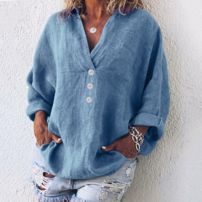 Image of Women's V-Neck Button-Down Blouse