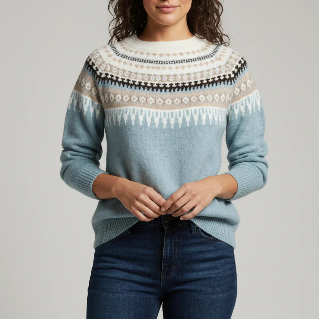 Chic Ladies Floral Knit Sweater