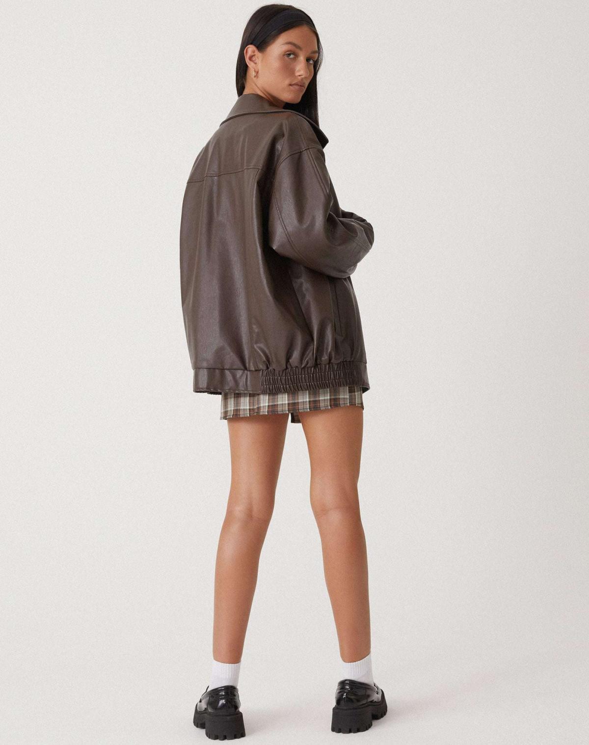 Women's Leather Oversized Jacket Black