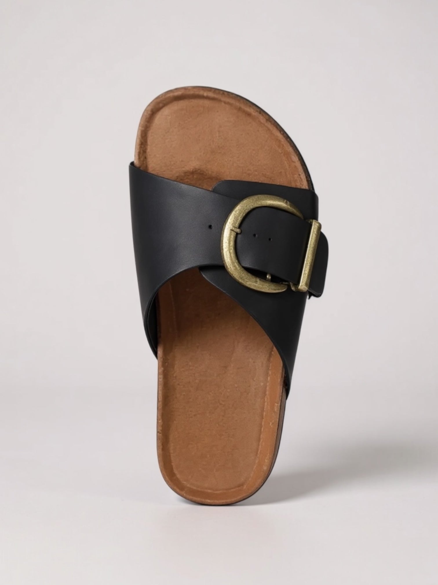 Women's Faux Leather Slide Sandals Buckle Strap Open Toe - VibreMode
