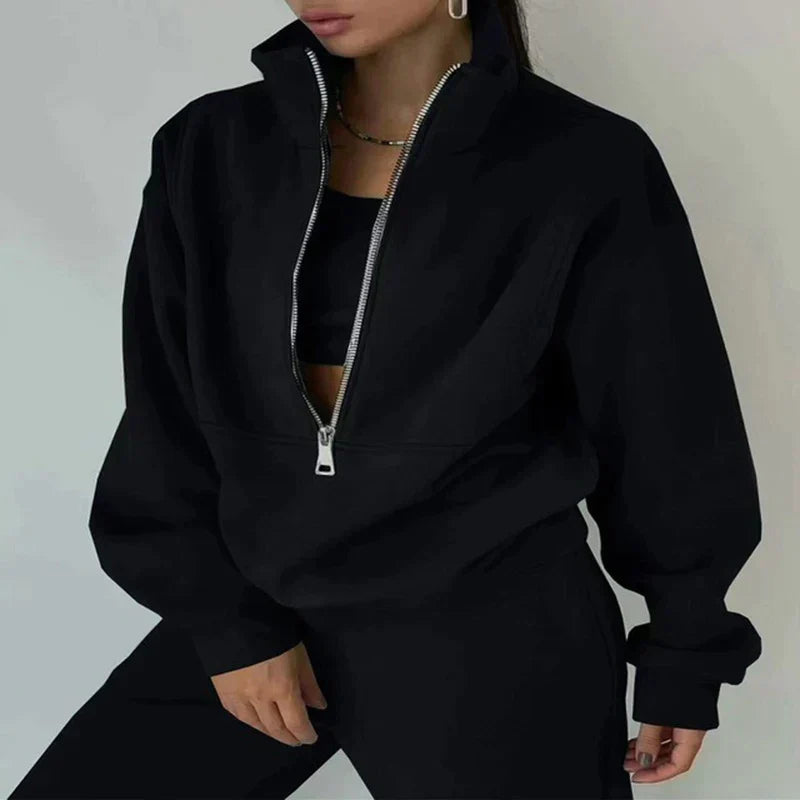 Women's Tracksuit Set Half-Zip Pullover Jogger Pants