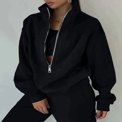 Women's Tracksuit Set Half-Zip Pullover Jogger Pants
