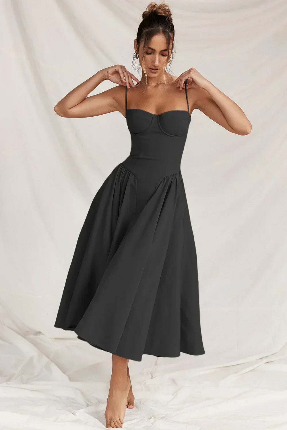 womens-woven-midi-dress-with-bustier-seaming-and-pocketed-skirt-13