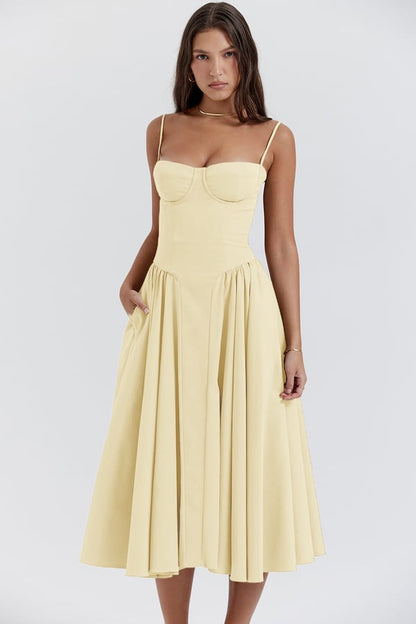 womens-woven-midi-dress-with-bustier-seaming-and-pocketed-skirt-16