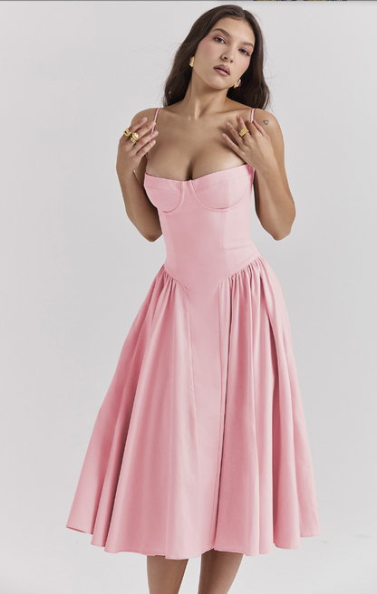 womens-woven-midi-dress-with-bustier-seaming-and-pocketed-skirt-19