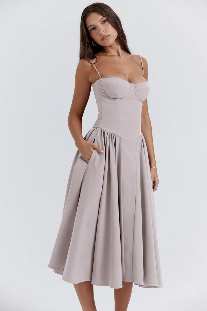 womens-woven-midi-dress-with-bustier-seaming-and-pocketed-skirt-23
