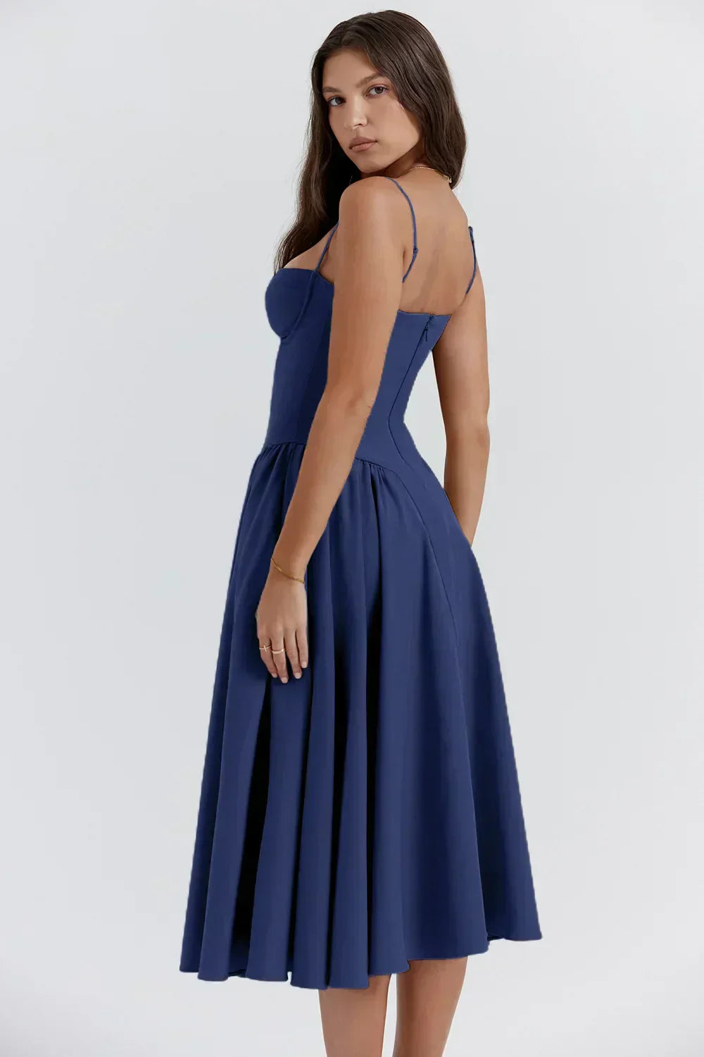 womens-woven-midi-dress-with-bustier-seaming-and-pocketed-skirt-8