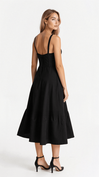 womens-woven-midi-dress-with-corset-bodice-and-slit-4
