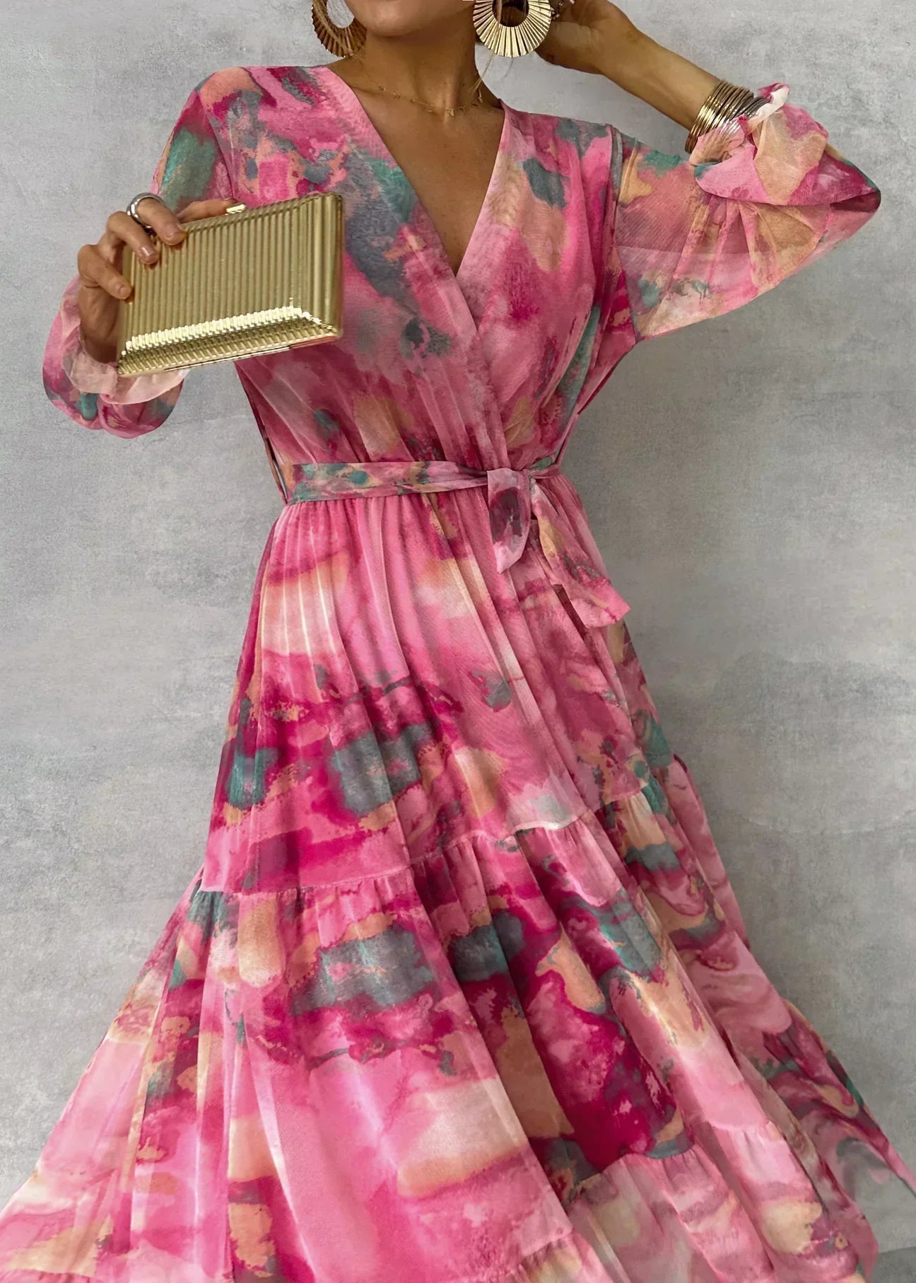 womens-woven-wrap-dress-with-tie-belt-and-v-neck-3