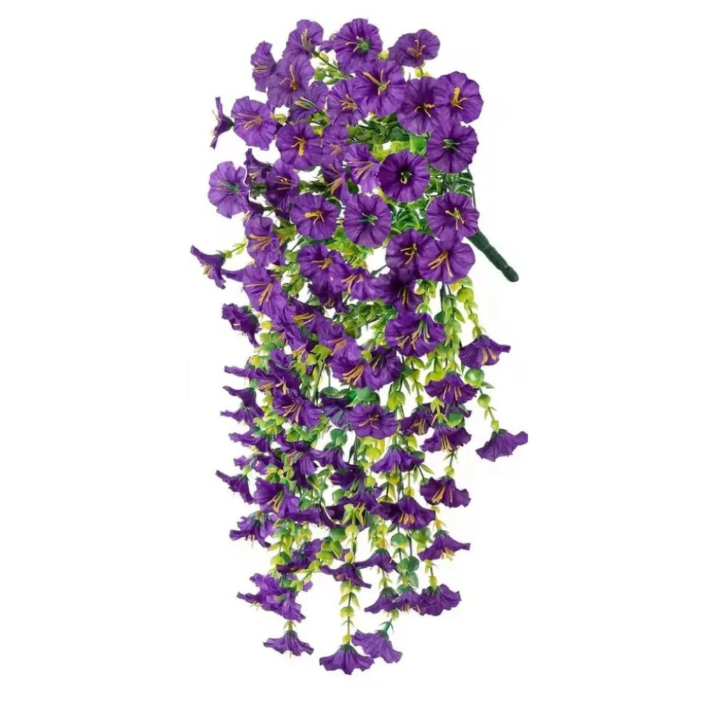 Artificial Morning Glory Flowers Hanging Decor UV Resistant