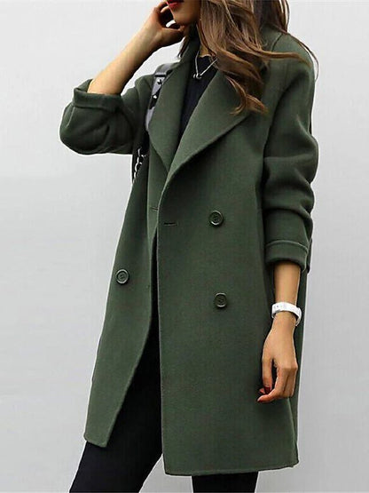 Women's Wool Double-Breasted Coat Classic Warm