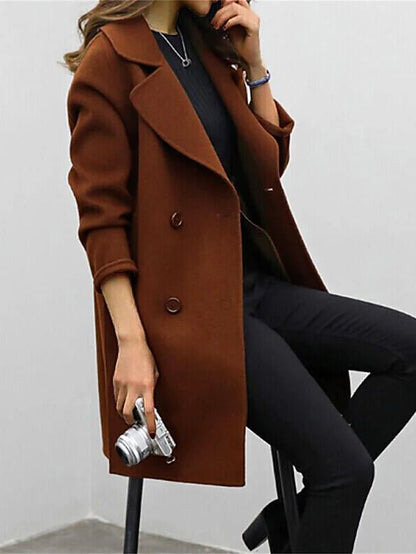 Women's Wool Double-Breasted Coat Classic Warm