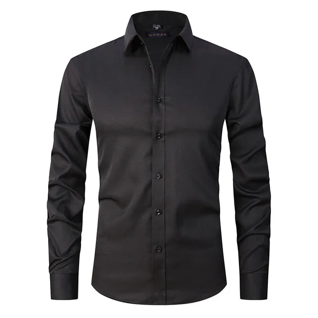 Men's Long Sleeve Button Front Shirt Cotton Contrast Buttons