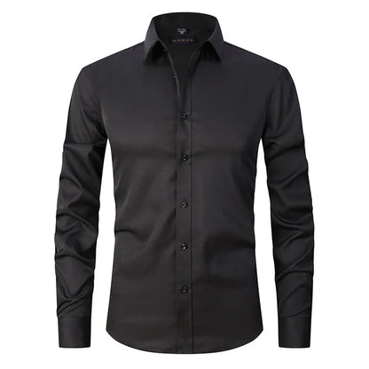 Men's Long Sleeve Button Front Shirt Cotton Contrast Buttons