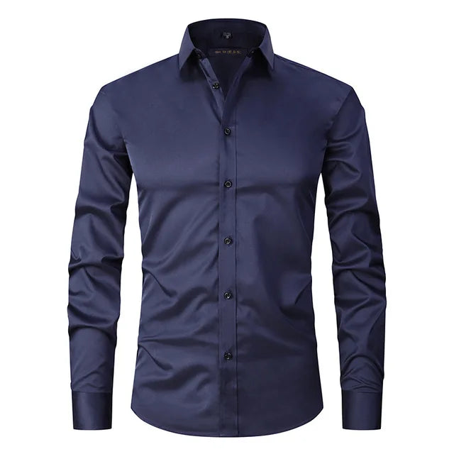 Men's Long Sleeve Button Front Shirt Cotton Contrast Buttons