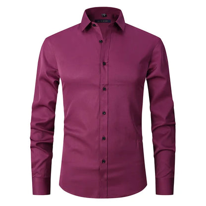 Men's Long Sleeve Button Front Shirt Cotton Contrast Buttons