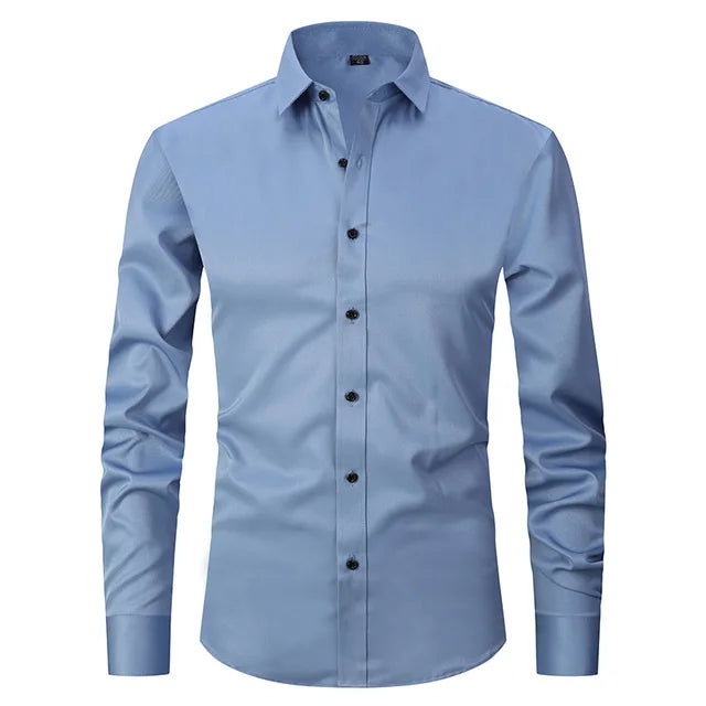 Men's Long Sleeve Button Front Shirt Cotton Contrast Buttons