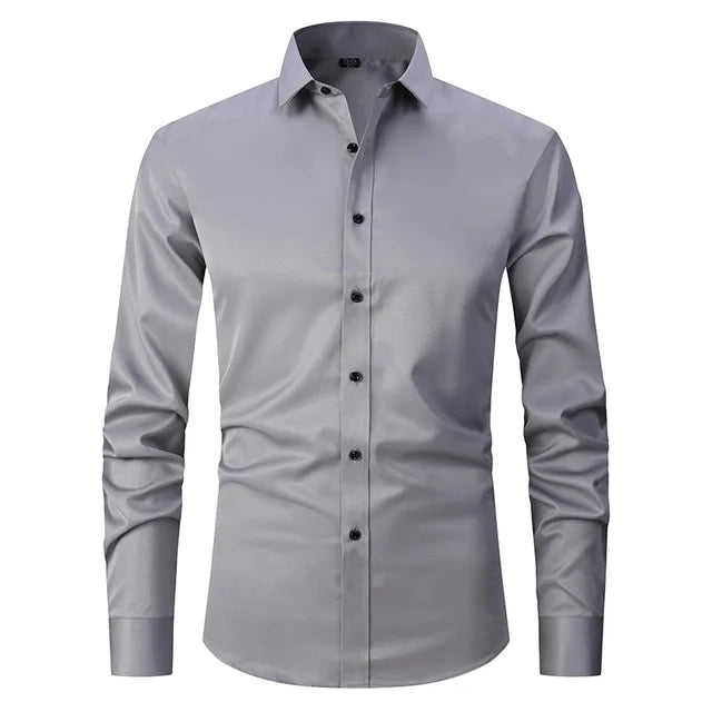 Men's Long Sleeve Button Front Shirt Cotton Contrast Buttons - VibreMode