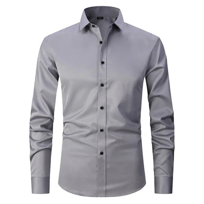 Men's Long Sleeve Button Front Shirt Cotton Contrast Buttons - VibreMode