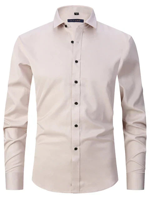 Men's Long Sleeve Button Front Shirt Cotton Contrast Buttons