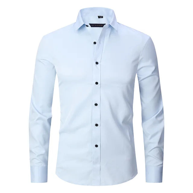 Men's Long Sleeve Button Front Shirt Cotton Contrast Buttons