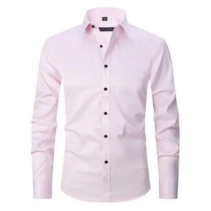 Men's Long Sleeve Button Front Shirt Cotton Contrast Buttons