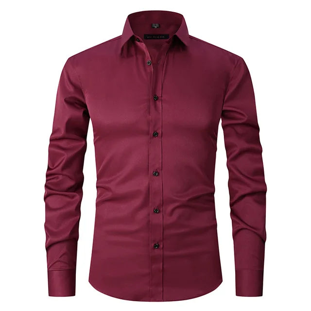 Men's Long Sleeve Button Front Shirt Cotton Contrast Buttons