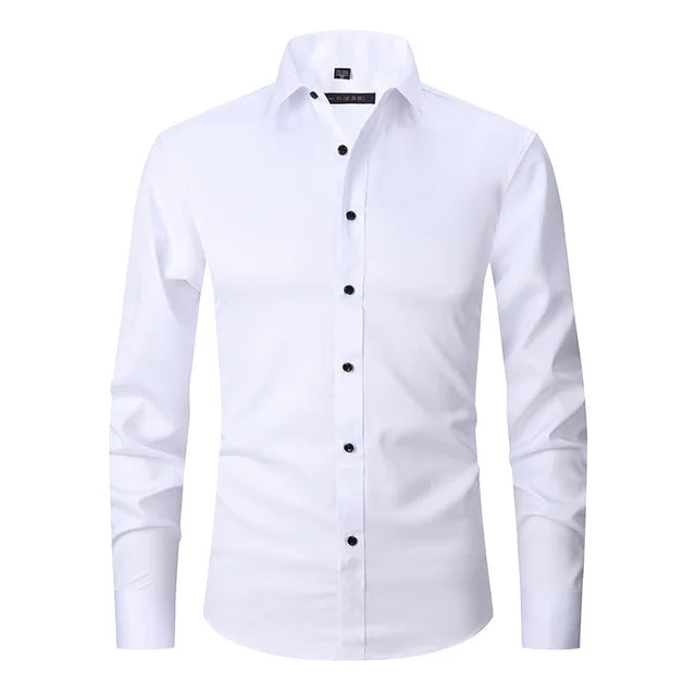 Men's Long Sleeve Button Front Shirt Cotton Contrast Buttons