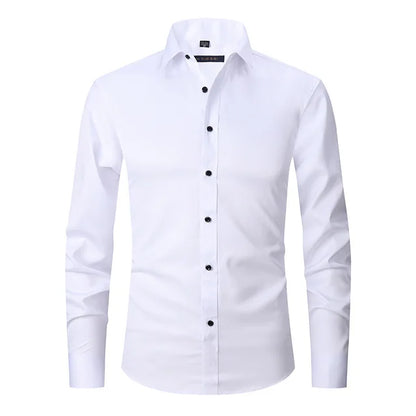 Men's Long Sleeve Button Front Shirt Cotton Contrast Buttons