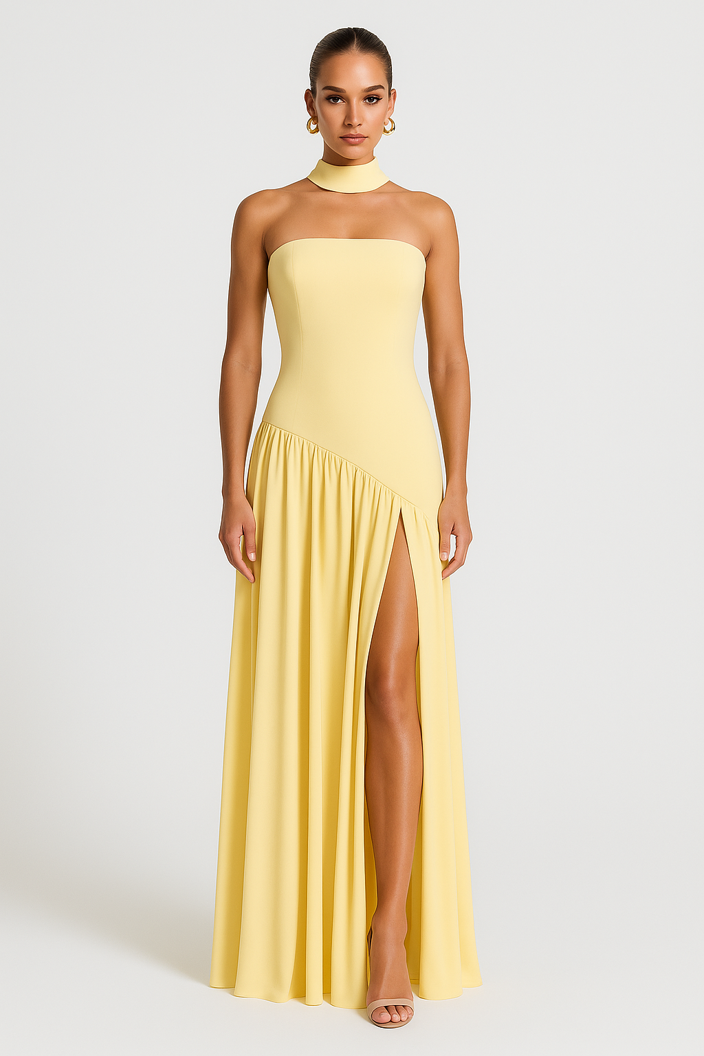 Deborah Women's Strapless Evening Dress High Slit - VibreMode