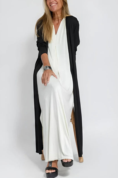 Women's Elegant Long Dress and Cardigan Set