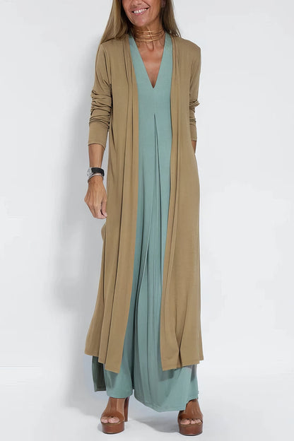 Women's Elegant Long Dress and Cardigan Set