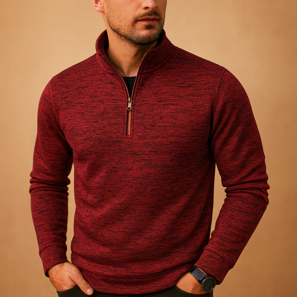 Zipped mens sweater for men with a soft feel and modern design, ideal for casual and semi-formal wear in spring, autumn, and winter.