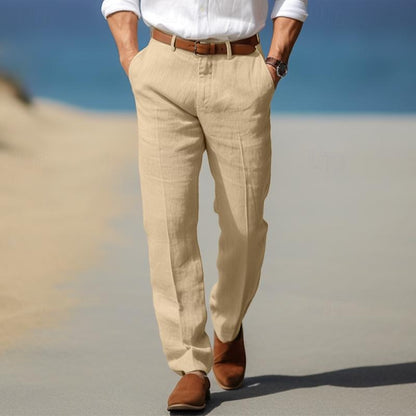 Men's Straight Leg Pants Cotton Belt Loops Side Pockets - VibreMode